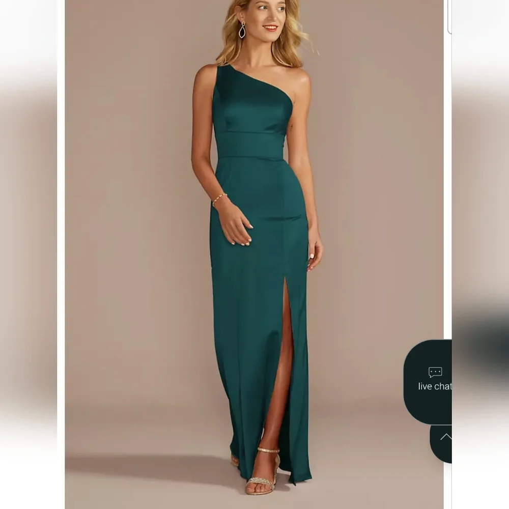 One Shoulder Long Satin Gown - Picture 1 of 8